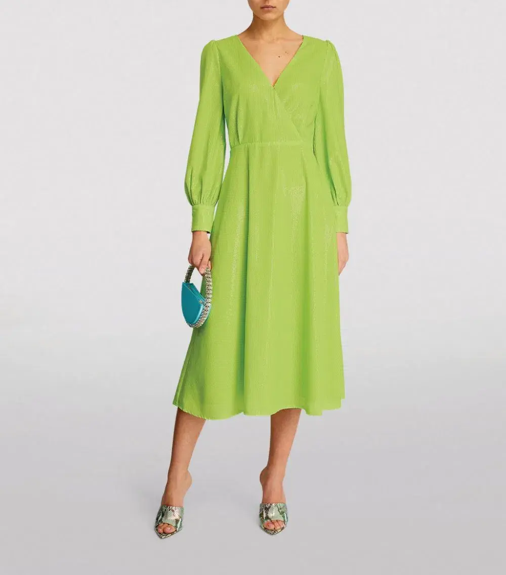 Olivia Rubin Danni Sequin Midi Dress Lime Green Size 10 - Image 1