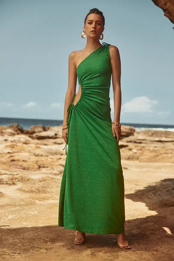 Sonya Moda Nour Maxi Dress Forest Green Shimmer Size 1/Au8 - Image 1