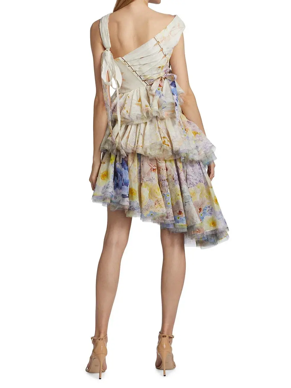 Zimmermann Rhythmic Asymmetric Mini Dress Citrus Garden Size 0P/Size 6  - Image 3