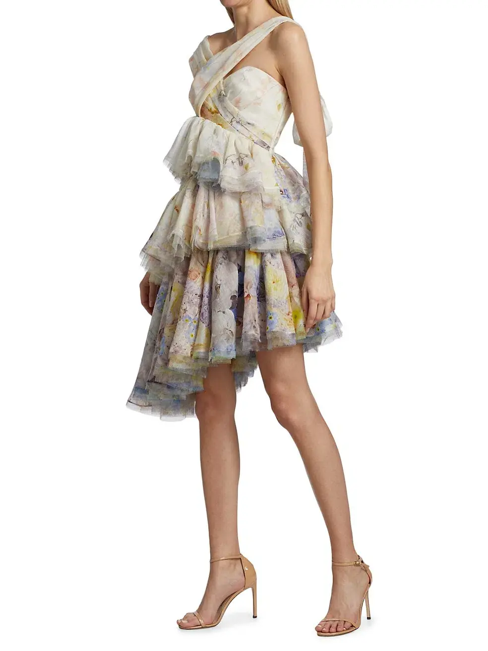 Zimmermann Rhythmic Asymmetric Mini Dress Citrus Garden Size 0P/Size 6  - Image 2