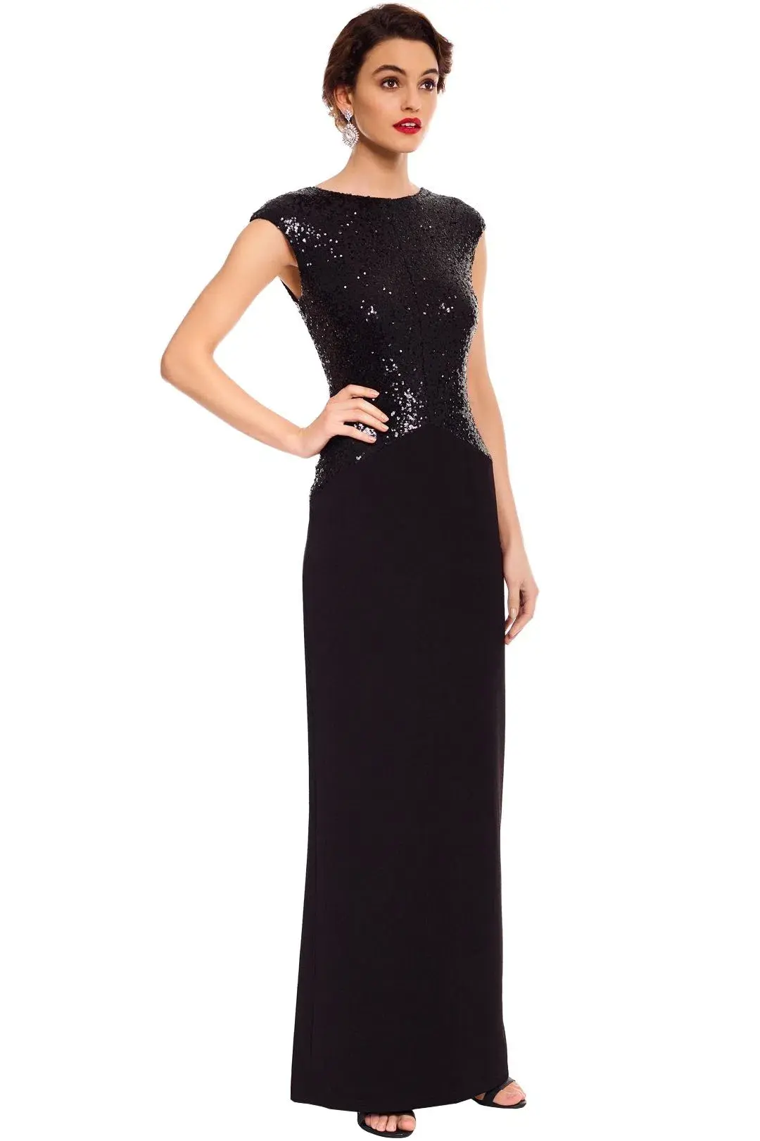 Elle Zeitoune Sequin Ruby Dress Black Size 12 for rent on The Volte - main image