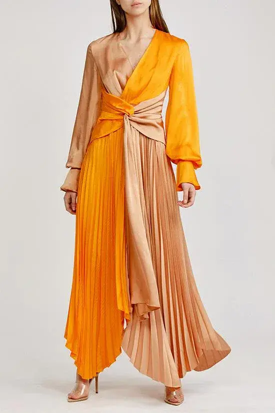 Acler Empire Dress Orange/Nude Size 8 for rent on The Volte - main image