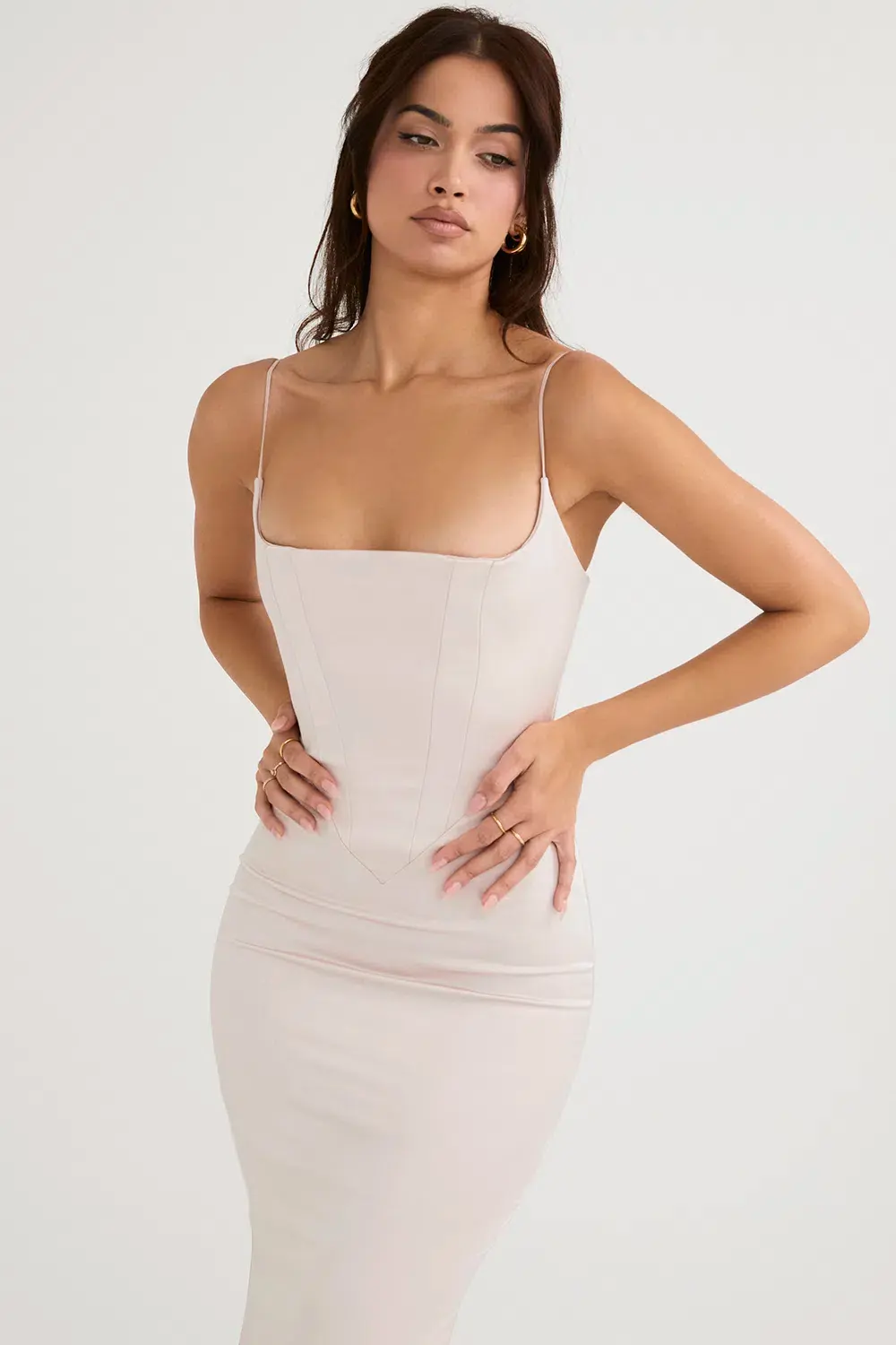 House of CB Olivette Crystal Satin Maxi Dress White Size 10 - Image 4
