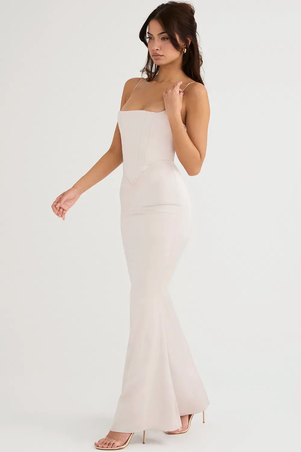 House of CB Olivette Crystal Satin Maxi Dress White Size 10 - Image 2