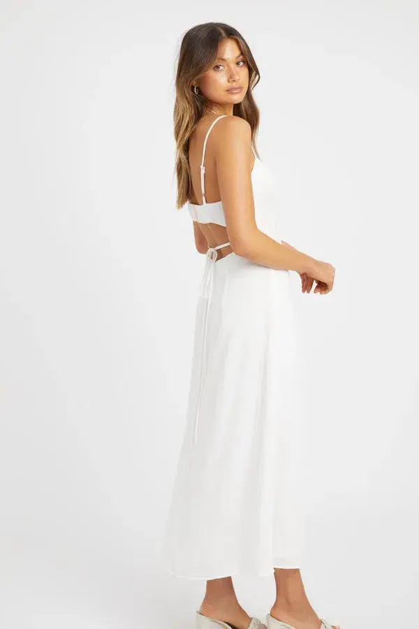 Kookai Hayman Tie Back Dress White Size 38/Au 10  - Image 3