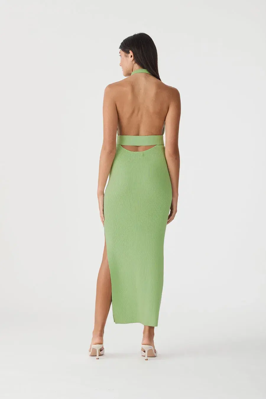 San Sloane Drake Rib Midi Dress in Pistachio Green Size 8 - Image 3