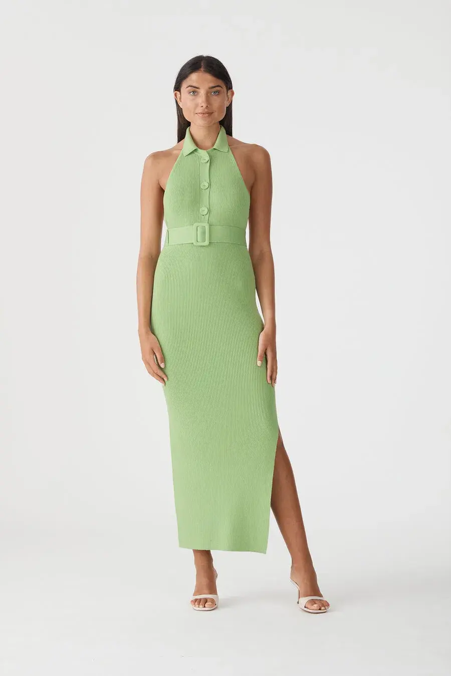 San Sloane Drake Rib Midi Dress in Pistachio Green Size 8 - Image 1