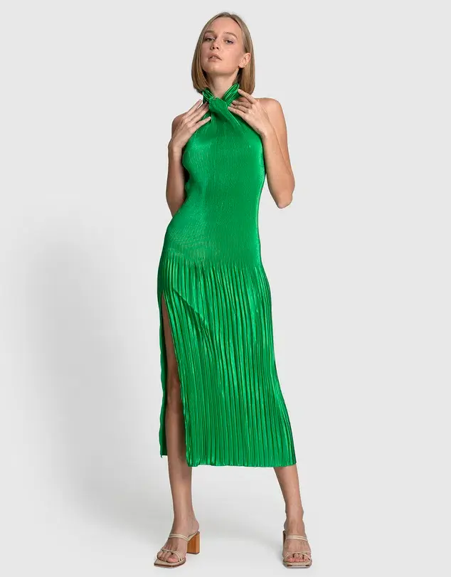 Lidee Woman Soiree Halter Gown Bright Green Size 10 - Image 2