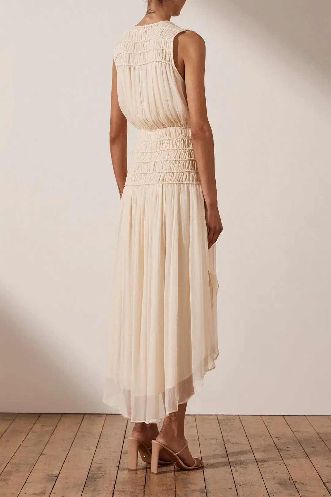 Shona Joy Delphine Sleeveless Midi Dress Cream Size 8 - Image 4