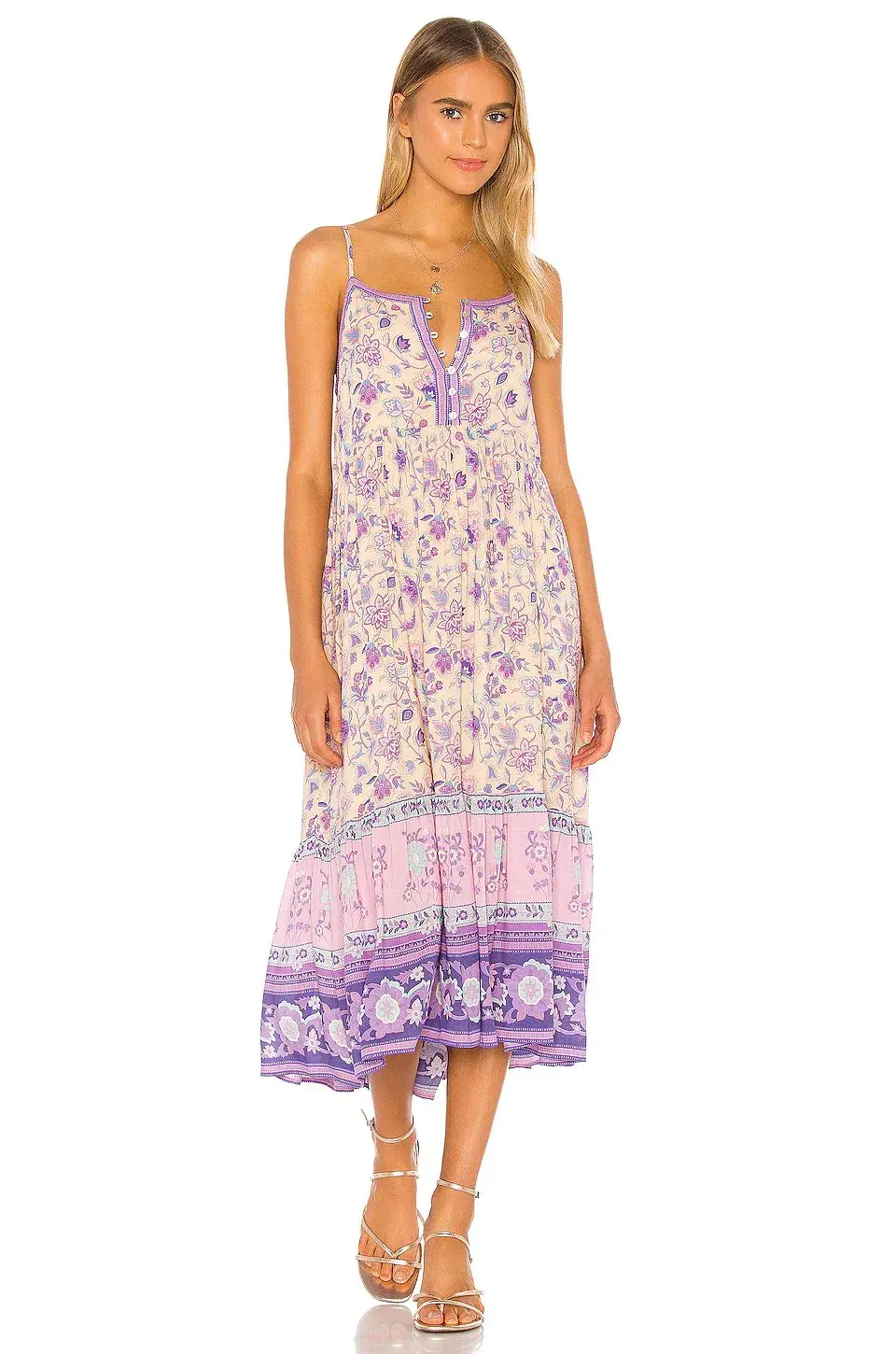 Spell X REVOLVE Portobello Road Strappy Midi Dress Lavender Print Size M/ Au 10 for rent on The Volte - main image