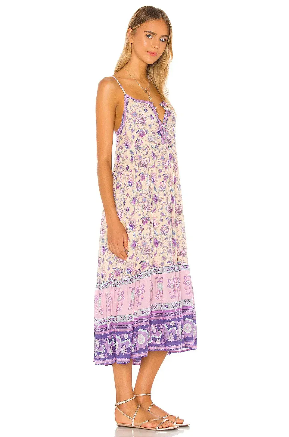 Spell X REVOLVE Portobello Road Strappy Midi Dress Lavender Print Size M/ Au 10 for rent on The Volte - main image