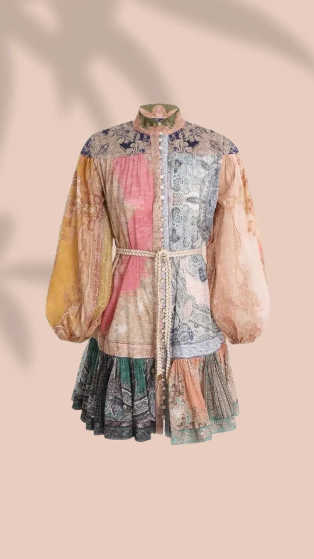 Zimmermann Anneke Spliced Lantern Mini Dress Print Size 4/ AU 16 - Image 7