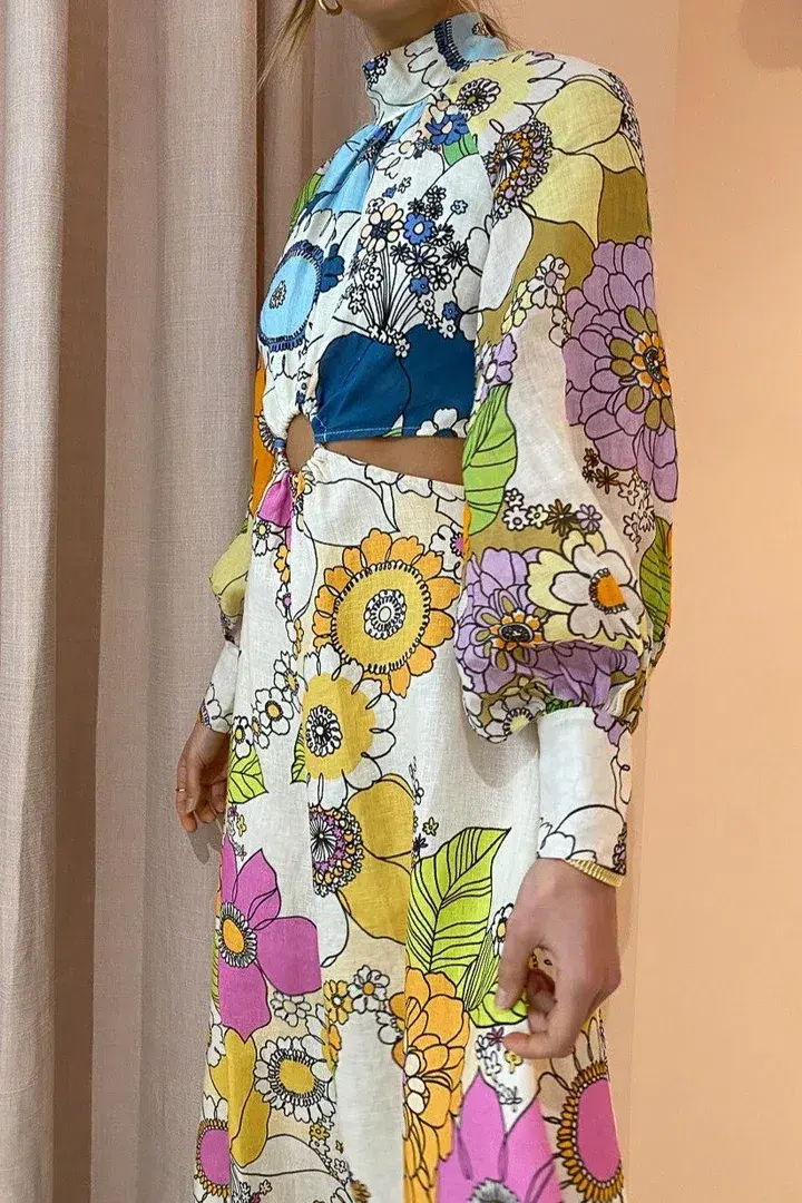 Alemais Farrah Cut Out Midi Dress Multi Size 10  - Image 4