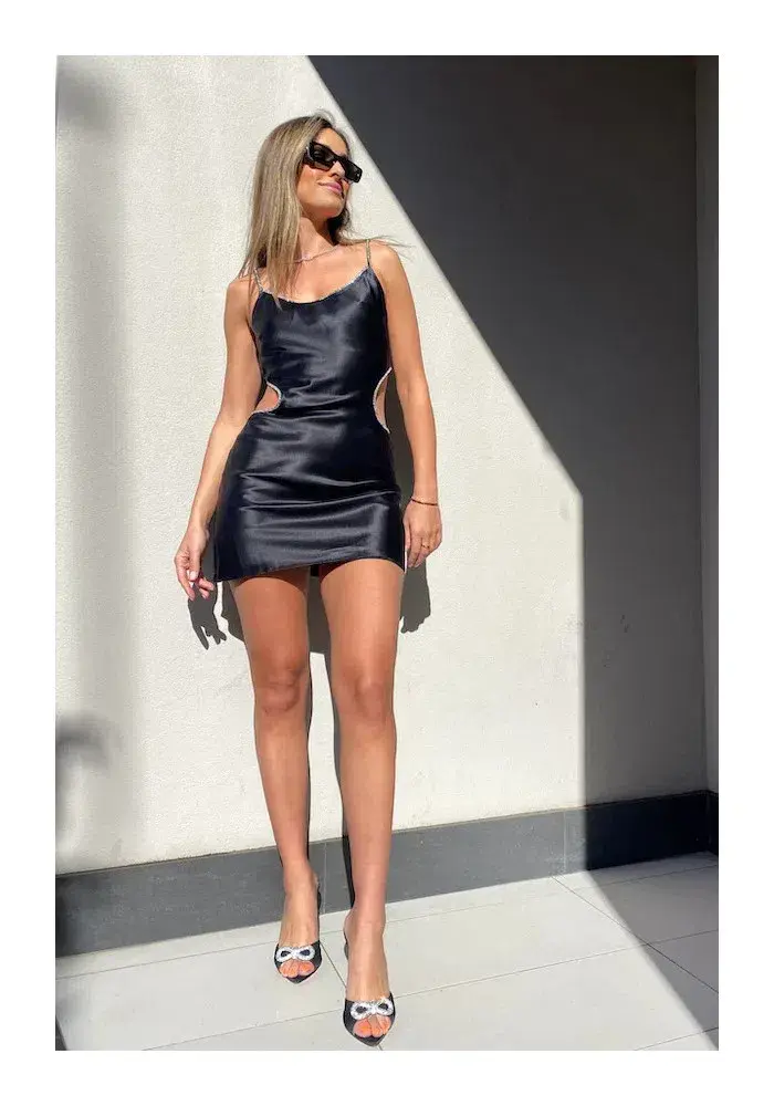 Michael Lo Sordo  Luna Mini Dress Black Size 6 - Image 1