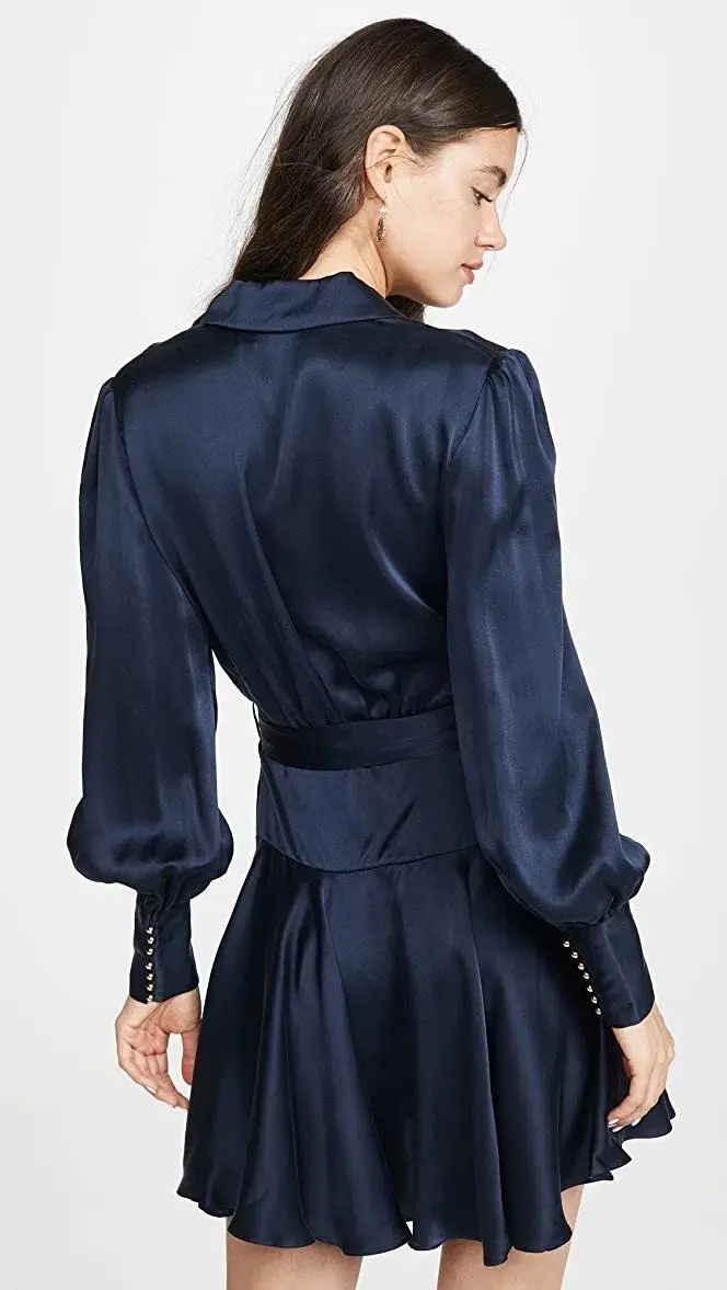 Zimmermann Silk Wrap Mini Dress Ink Navy Size 0 / AU 8  - Image 3