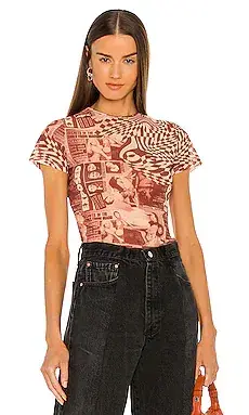 Miaou Mini Tee in Wanted Red Size Small/Au 8  - Image 2