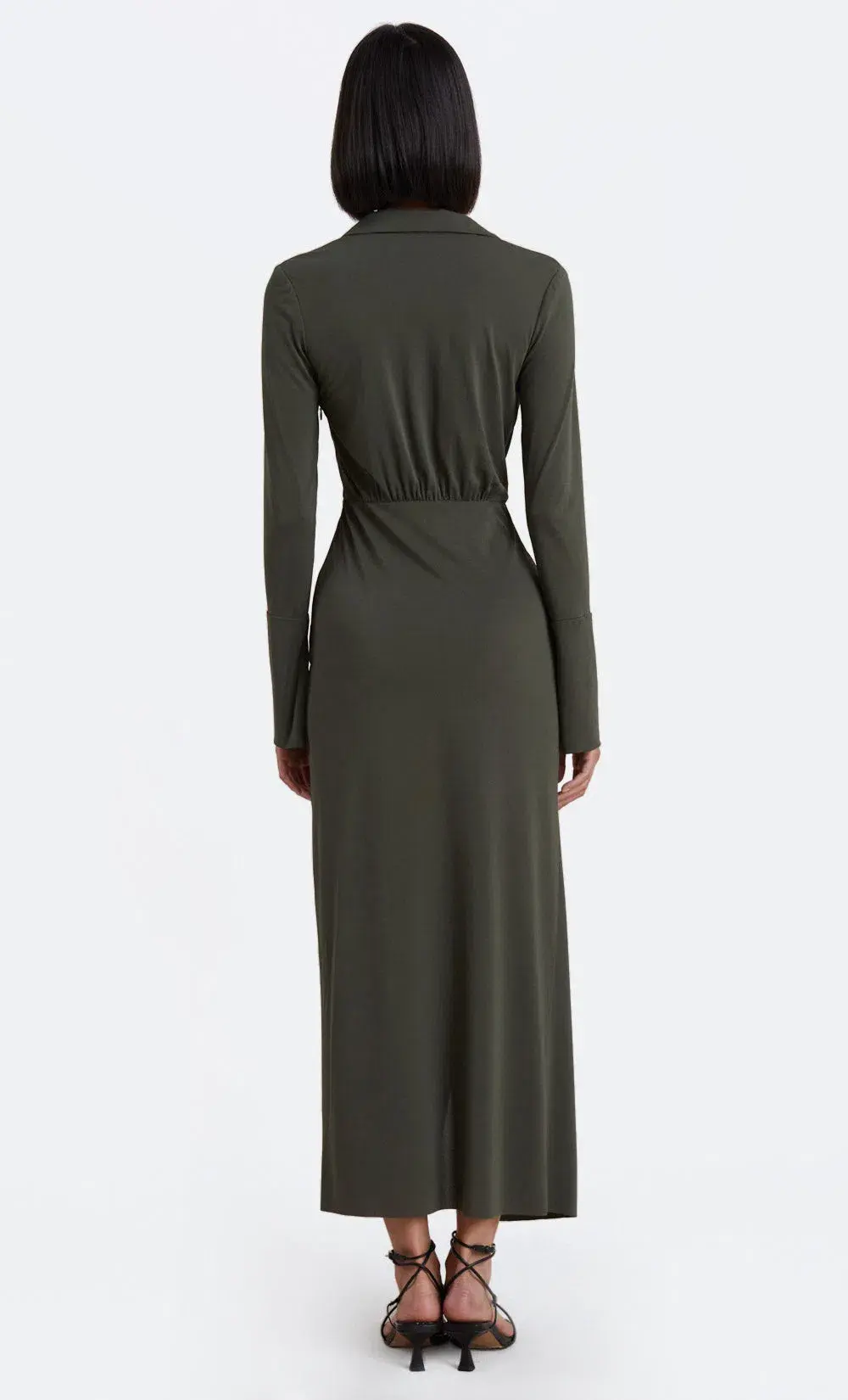 Bec & Bridge Evoke Long Sleeve Maxi Dress Khaki Green Size 6 / XS for rent on The Volte - main image