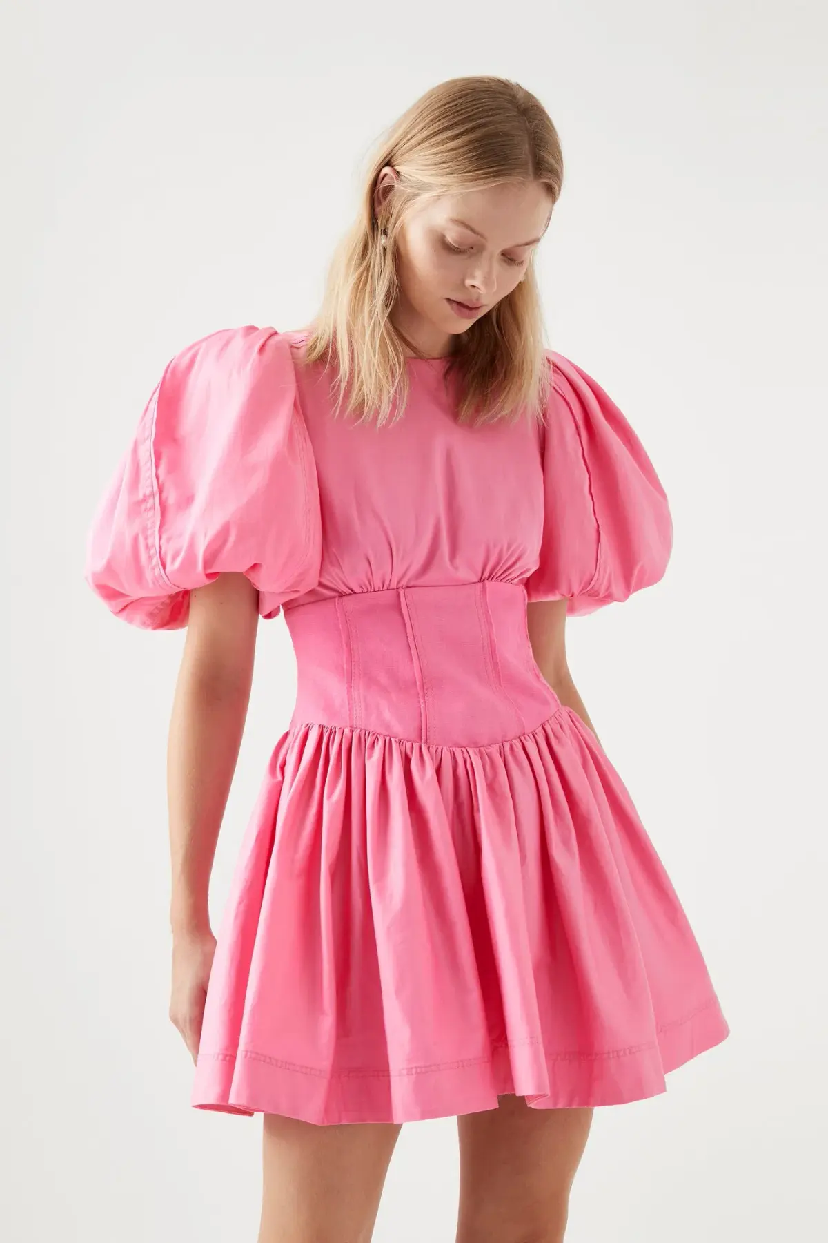 Aje Gianna Puff Sleeve Mini Dress French Rose Pink Size 10 / M - Image 2