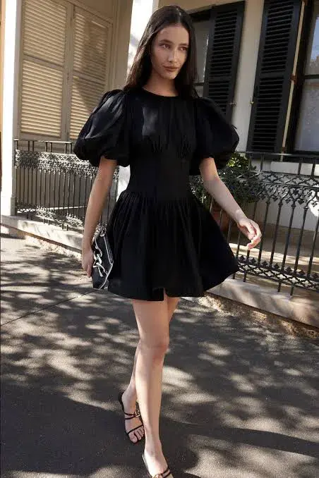 Aje Gianna Puff Sleeve Mini Dress Black Size 8 / S - Image 4