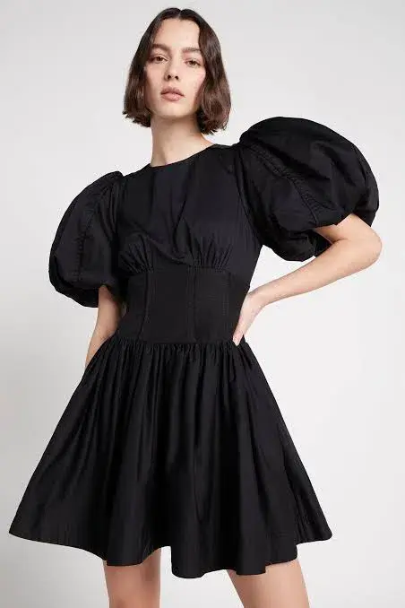 Aje Gianna Puff Sleeve Mini Dress Black Size 8 / S - Image 2