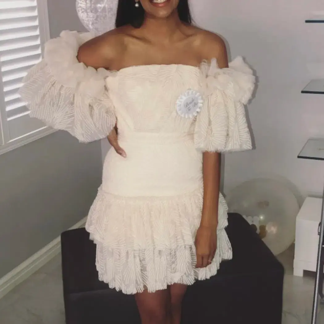 Acler Cooper Mini Dress Cream Size 8  for rent on The Volte - main image