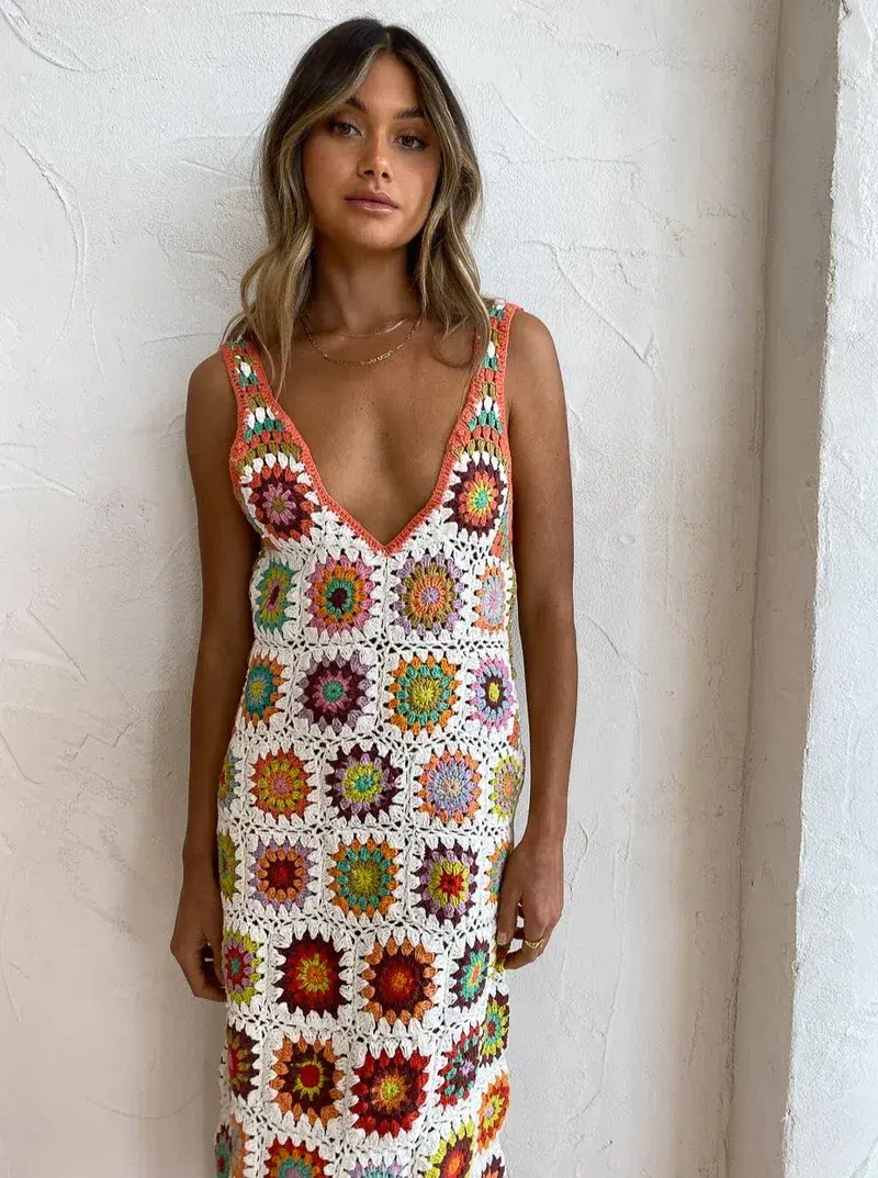 Alemais Crochet Midi Dress in Multi Size 6 - Image 2