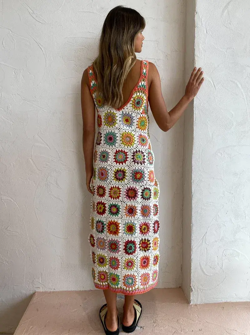 Alemais Crochet Midi Dress in Multi Size 6 - Image 3