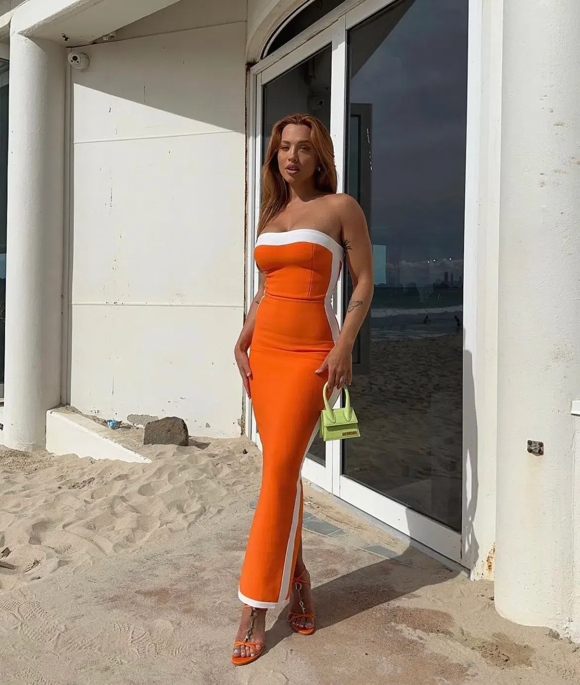 Bianca and Bridgett Ashley Midi Dress Orange Size 6 - Image 4