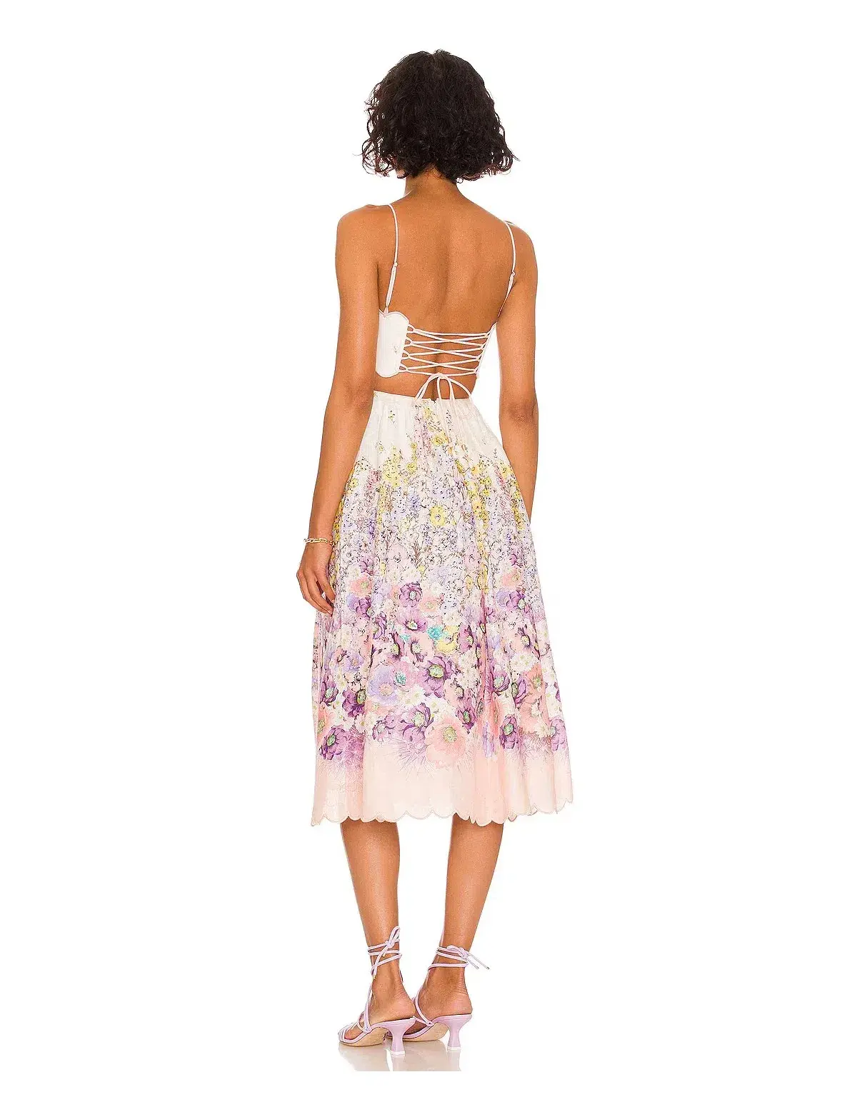Zimmerman Jude Scallop Midi Dress Print Size 1/Au 10 - Image 3