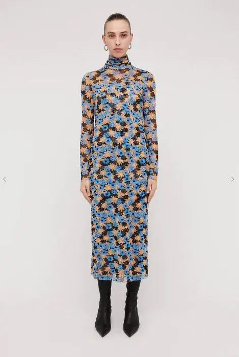Scanlan Theodore Italian Floral Print Mesh Dress Size 6 - Image 1