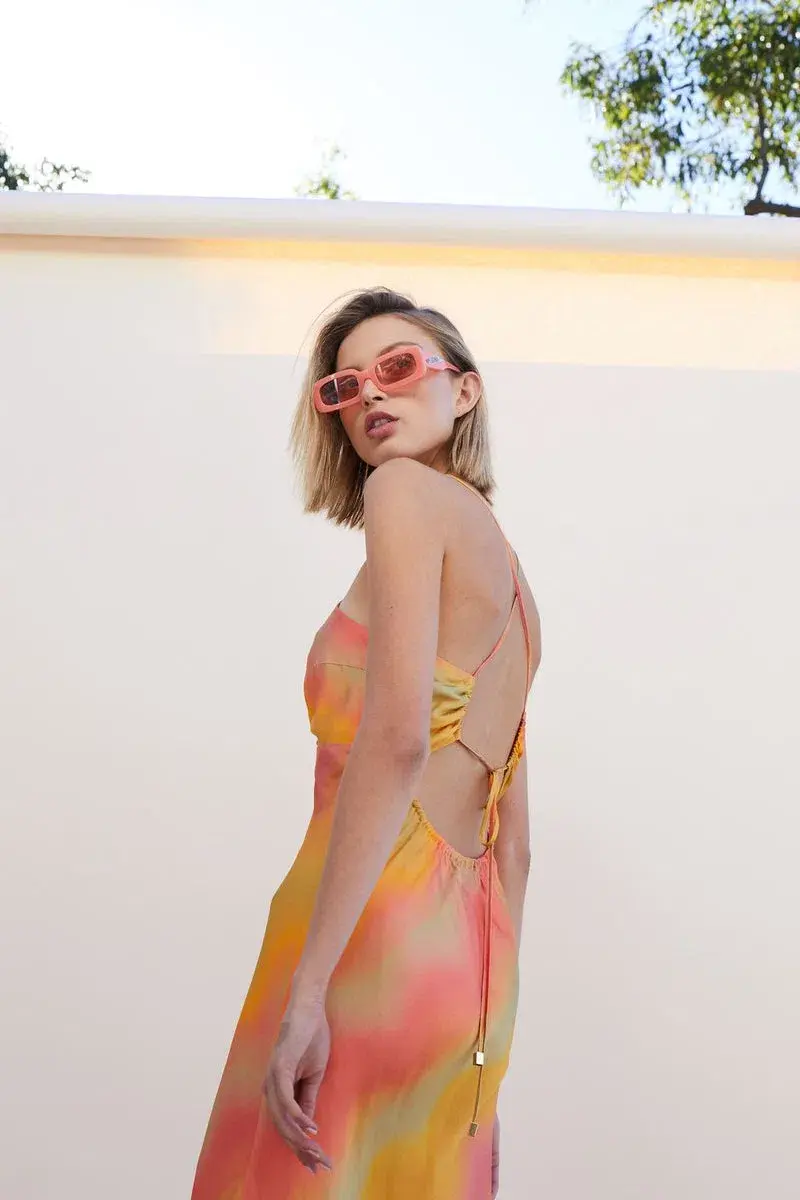 Suboo Sundown Halterneck Maxi Dress in Ombre Sundown Size M/Au 10 - Image 3