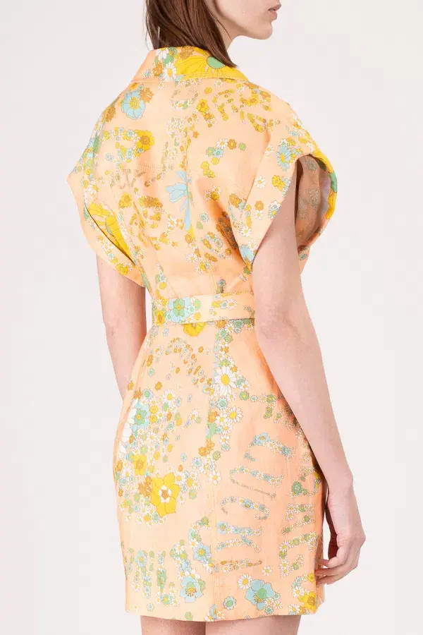 Zimmermann Lola Roll Cuff Mini Dress Peach Floral Size 1 / Au 10 - Image 3
