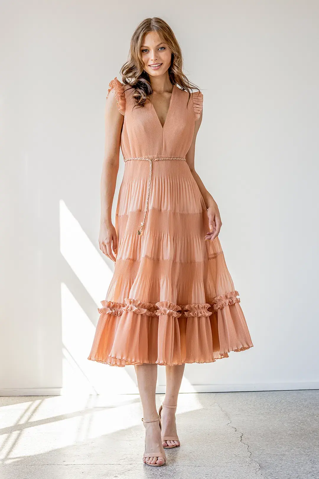 Zimmermann Pleated Midi Dress Lipstick Size 3/ Au 14 for rent on The Volte - main image