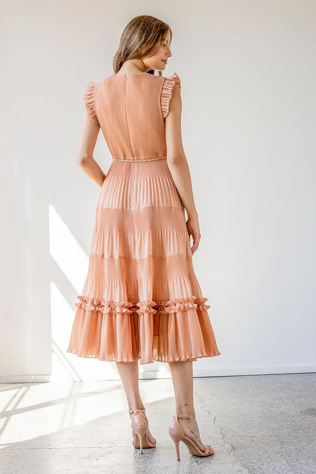 Zimmermann Pleated Midi Dress Lipstick Size 3/ Au 14 - Image 4