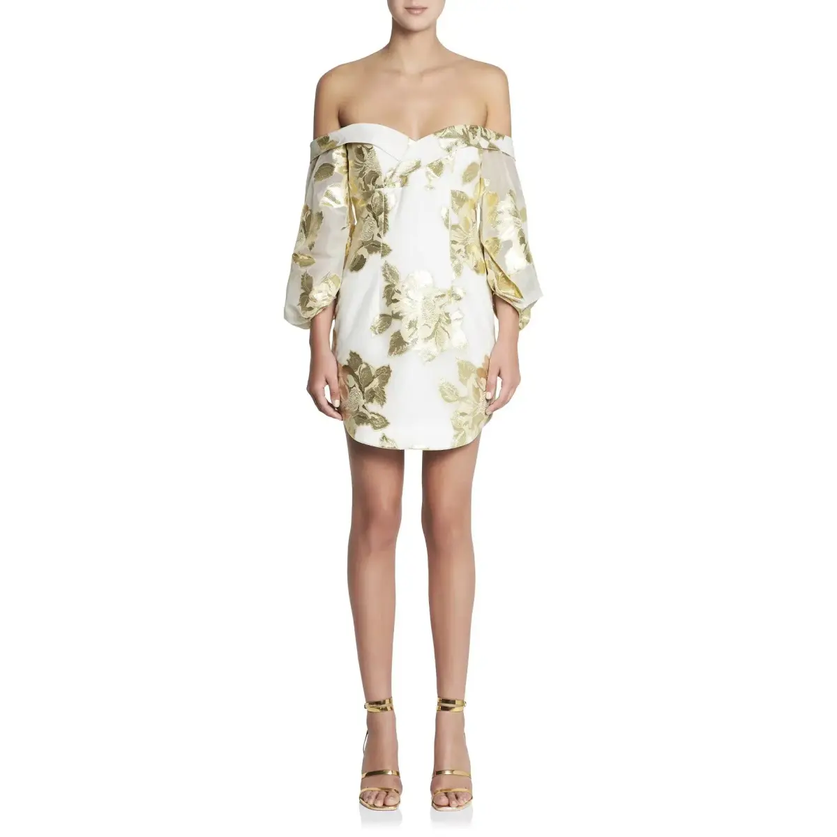 Manning Cartell Floral Alchemy Mini Dress in White/Gold Size 8 - Image 1