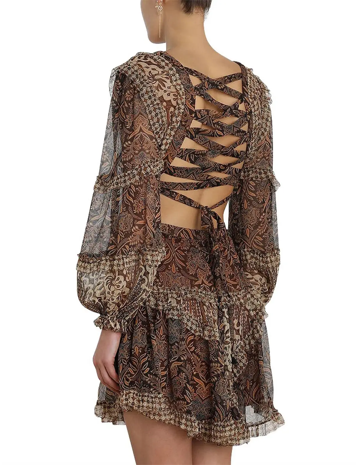 Zimmermann Tali Batik Cut Out Dress Spliced Print Size 2/Au 12  - Image 7