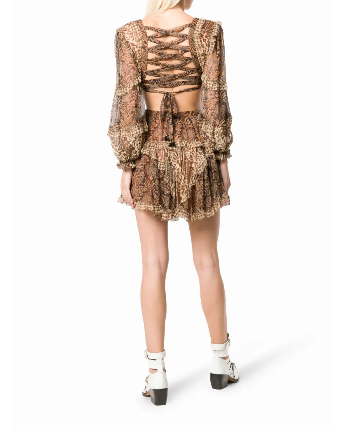 Zimmermann Tali Batik Cut Out Dress Spliced Print Size 2/Au 12  - Image 2
