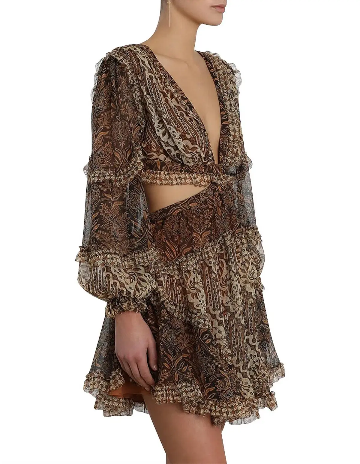 Zimmermann Tali Batik Cut Out Dress Spliced Print Size 2/Au 12  - Image 6