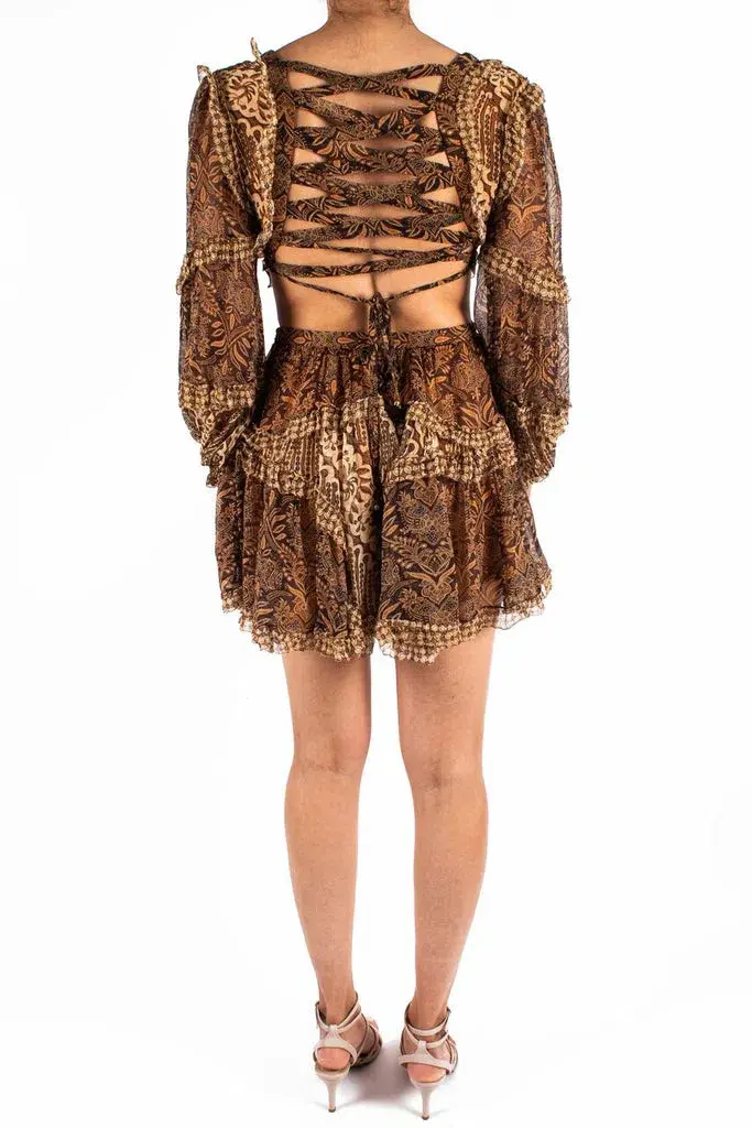 Zimmermann Tali Batik Cut Out Dress Spliced Print Size 2/Au 12  - Image 5