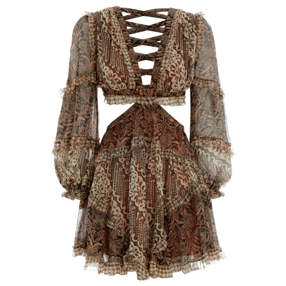 Zimmermann Tali Batik Cut Out Dress Spliced Print Size 2/Au 12  - Image 8