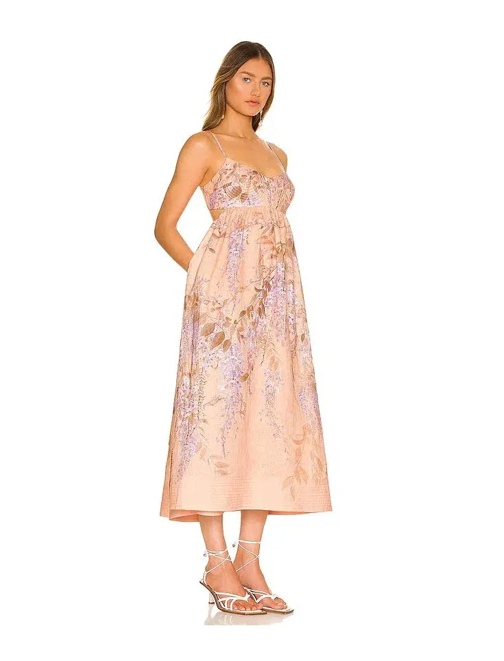 Zimmermann Rosa Bralette Midi Dress in Lilac Wisteria Floral Size 2/Au 12 - Image 2