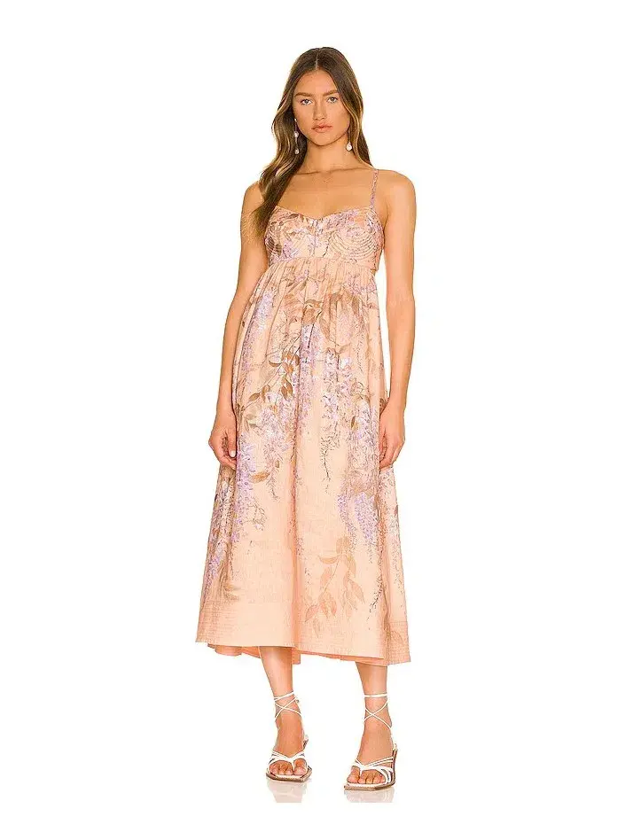 Zimmermann Rosa Bralette Midi Dress in Lilac Wisteria Floral Size 2/Au 12 - Image 1