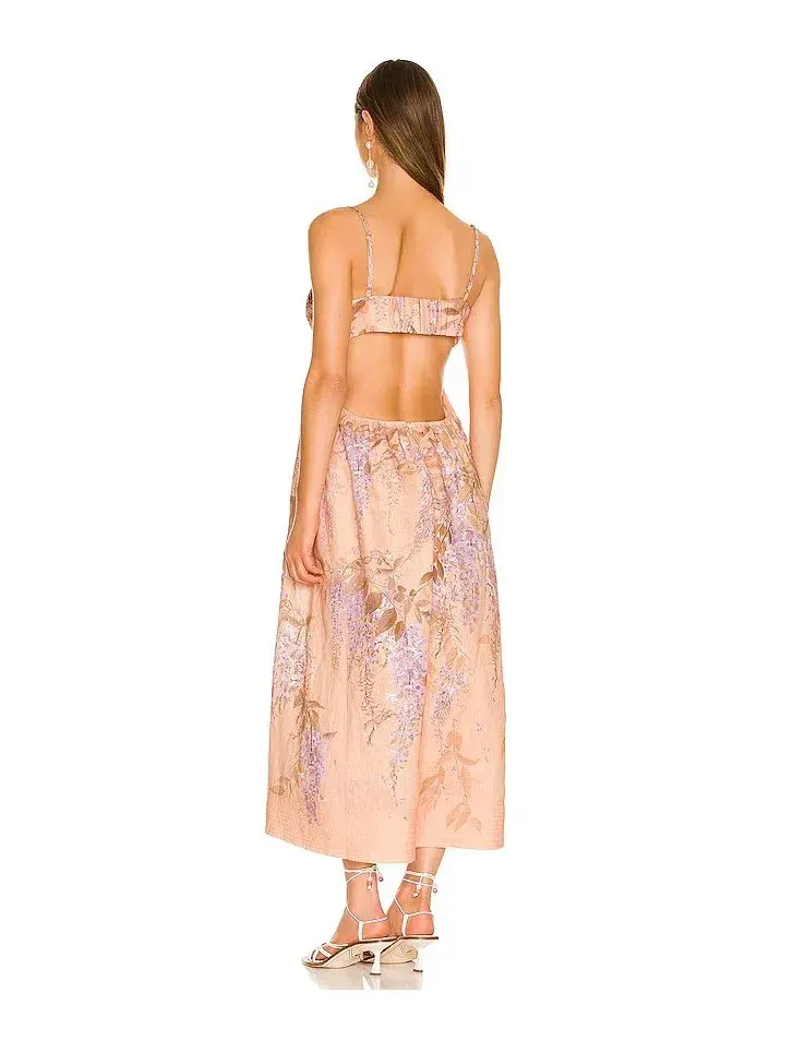 Zimmermann Rosa Bralette Midi Dress in Lilac Wisteria Floral Size 2/Au 12 - Image 3