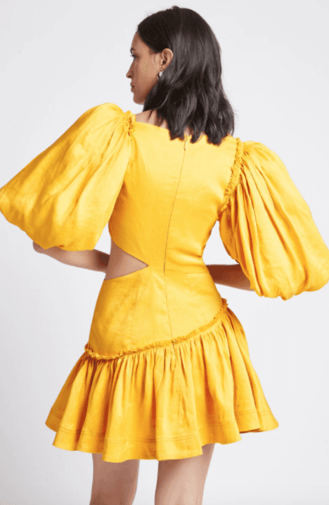 Aje Chateau Mini Dress Yellow Size 6 for rent on The Volte - main image