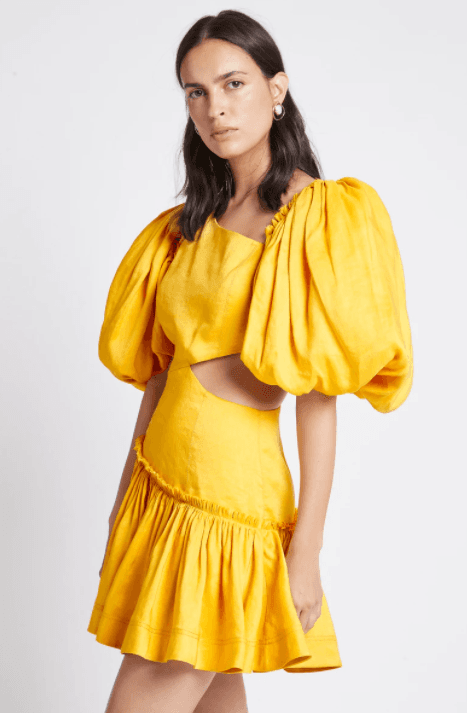 Aje Chateau Mini Dress Yellow Size 6 for rent on The Volte - main image