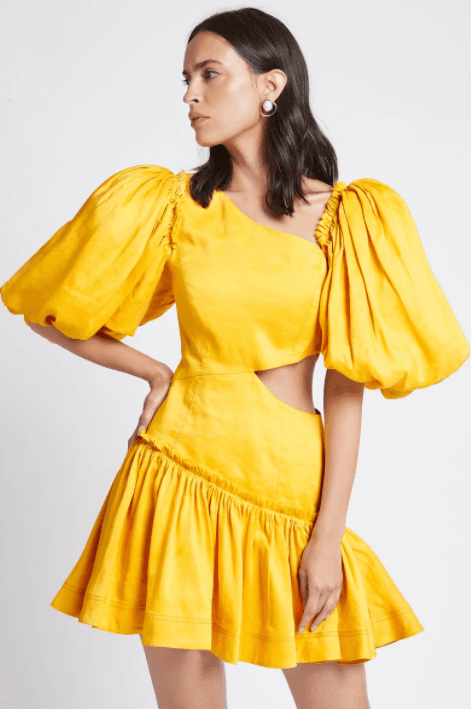 Aje Chateau Mini Dress Yellow Size 6 for rent on The Volte - main image
