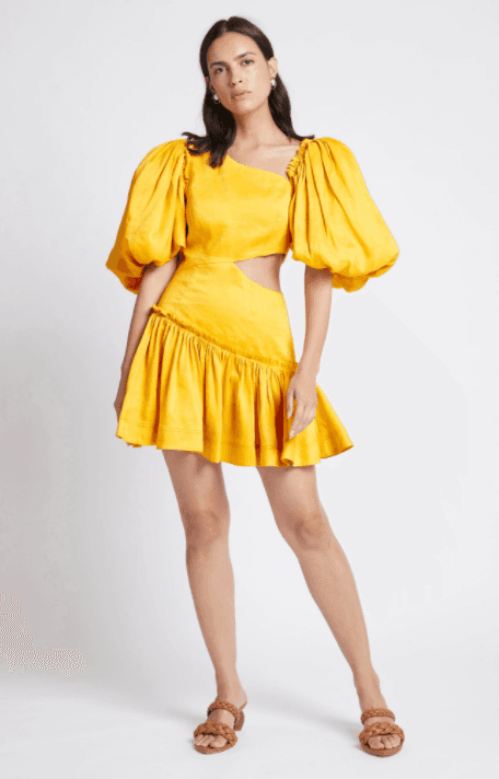 Aje Chateau Mini Dress Yellow Size 6 for rent on The Volte - main image