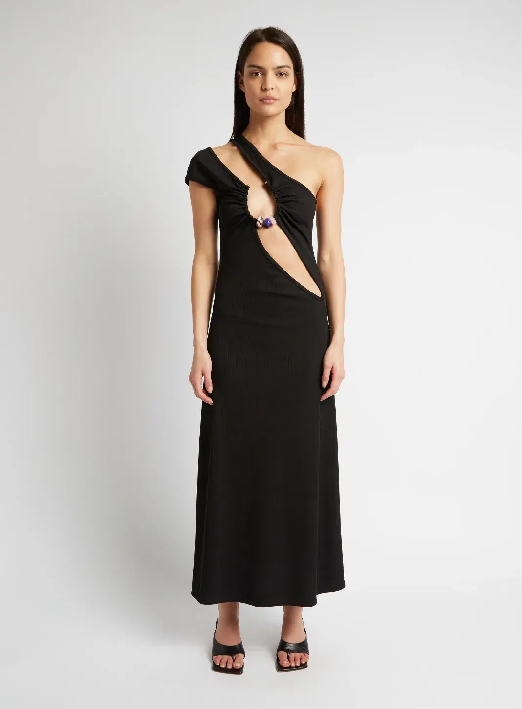 Christopher Esber Quartz Split Ruched Tank Dress Black Size 8 for rent on The Volte - main image