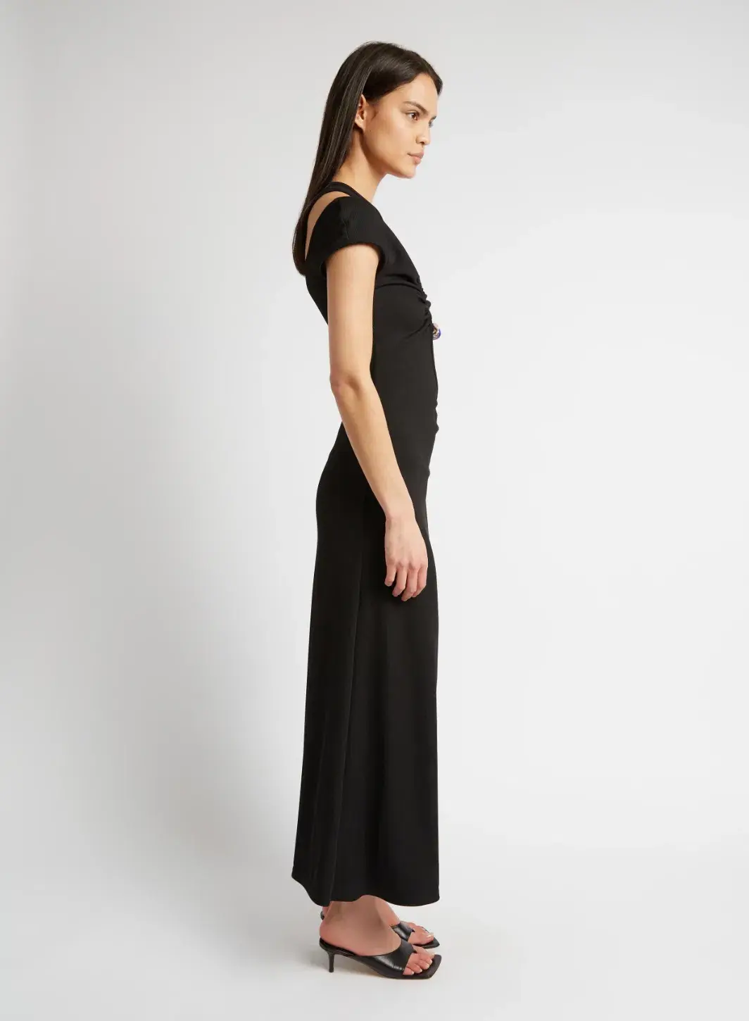 Christopher Esber Quartz Split Ruched Tank Dress Black Size 8 for rent on The Volte - main image