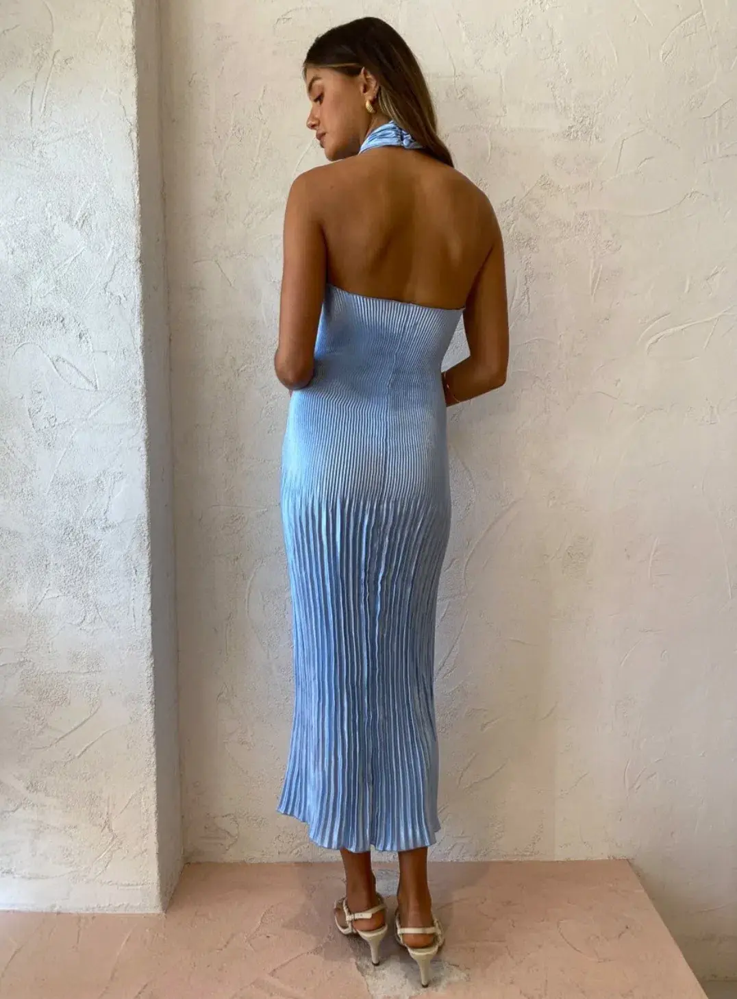 L'idée Soirée Halter Gown Sky Blue Size 6 - Image 3